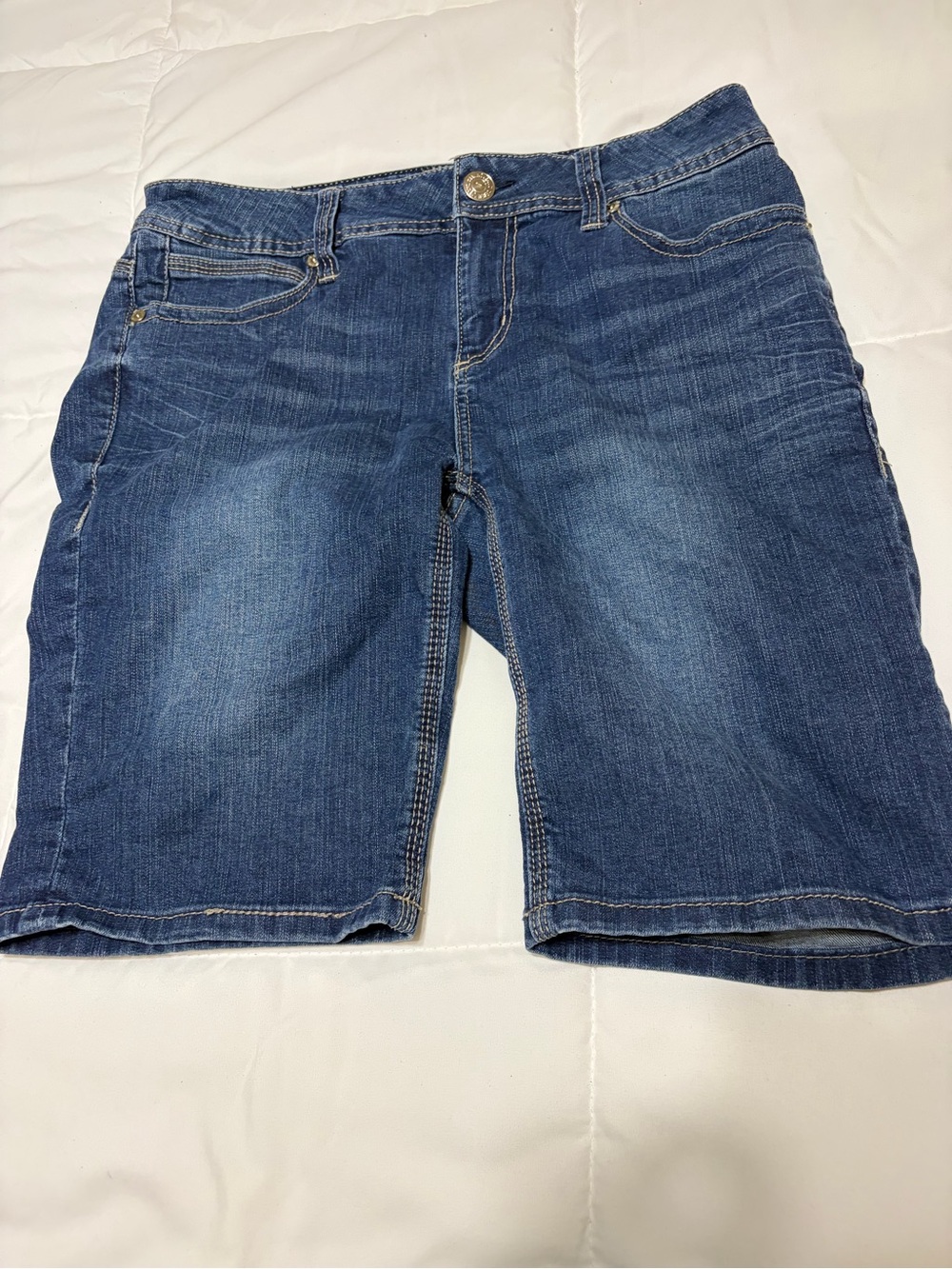 Seven 7 Denim Bermuda Shorts in Medium Blue